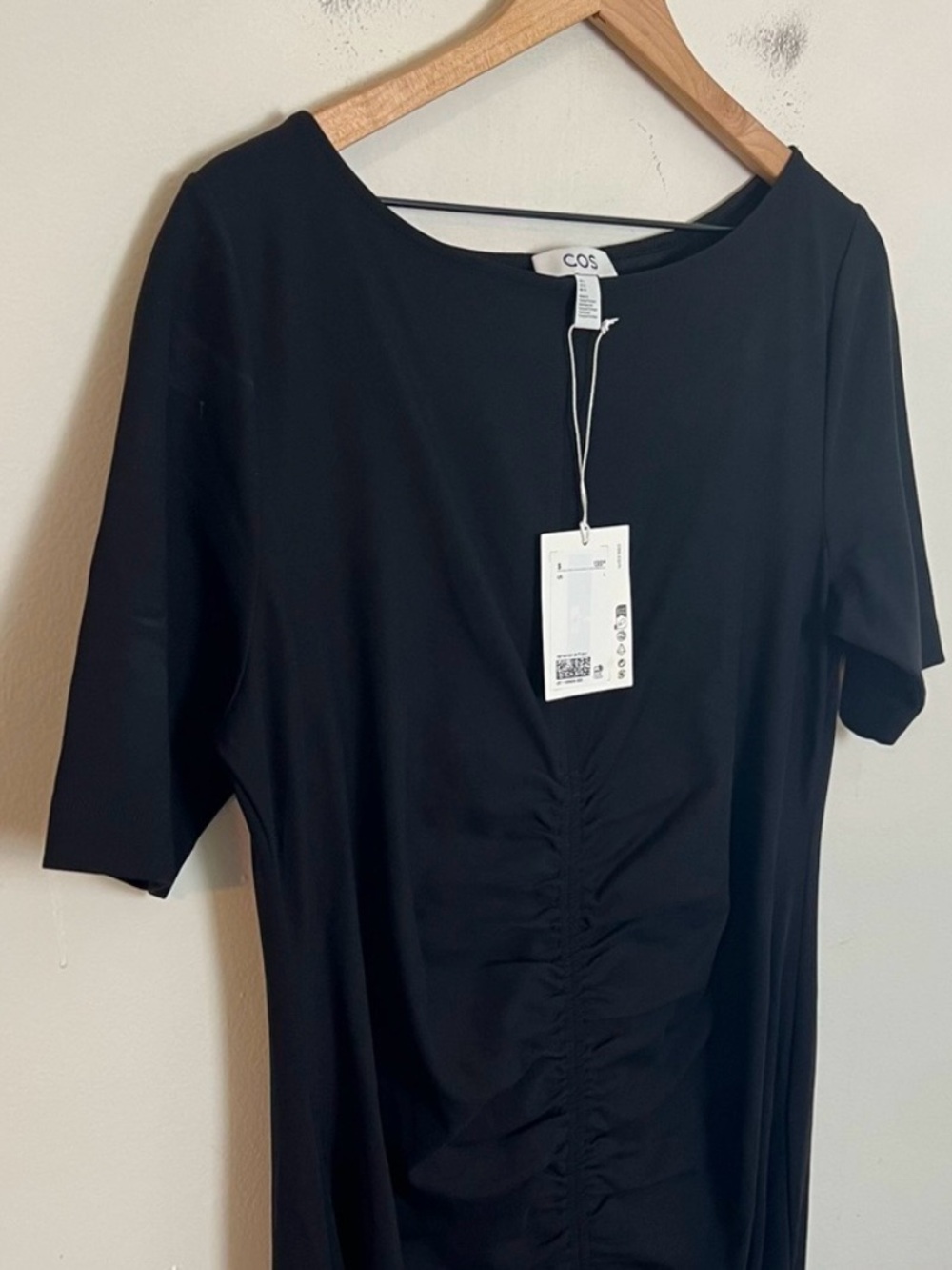 COS Black Ruched Front Maxi Dress, Size L -NWT - Picture 5 of 9